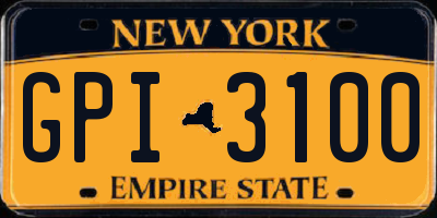 NY license plate GPI3100