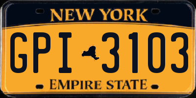 NY license plate GPI3103