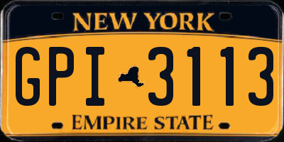 NY license plate GPI3113