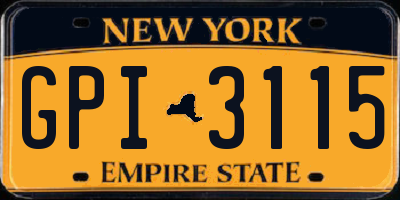 NY license plate GPI3115