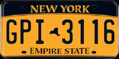 NY license plate GPI3116
