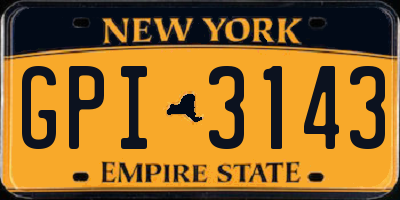NY license plate GPI3143