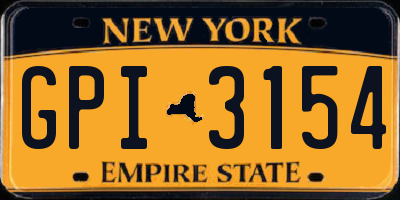 NY license plate GPI3154