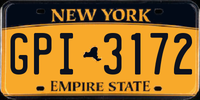 NY license plate GPI3172
