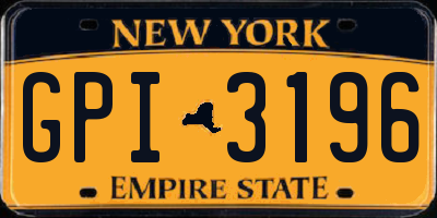 NY license plate GPI3196
