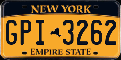 NY license plate GPI3262