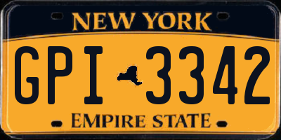 NY license plate GPI3342