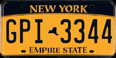NY license plate GPI3344