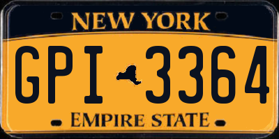 NY license plate GPI3364