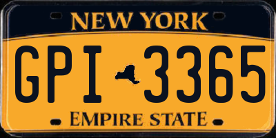 NY license plate GPI3365