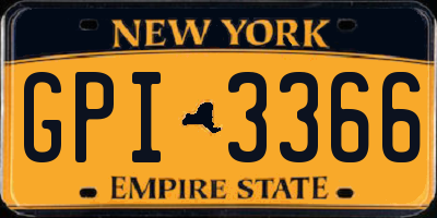 NY license plate GPI3366