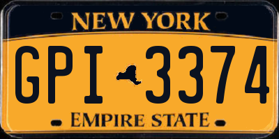 NY license plate GPI3374