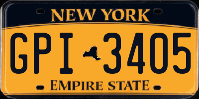 NY license plate GPI3405
