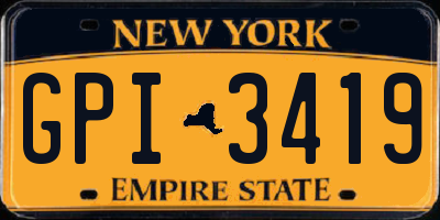 NY license plate GPI3419