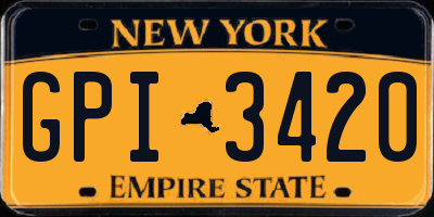 NY license plate GPI3420