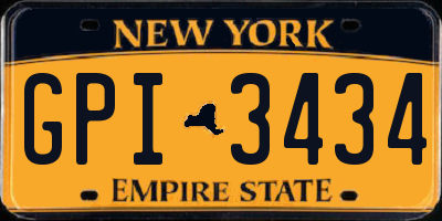 NY license plate GPI3434
