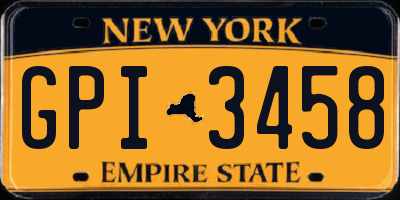 NY license plate GPI3458