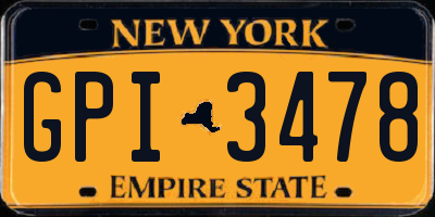 NY license plate GPI3478
