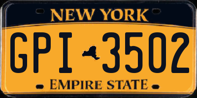 NY license plate GPI3502