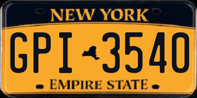 NY license plate GPI3540