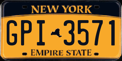NY license plate GPI3571