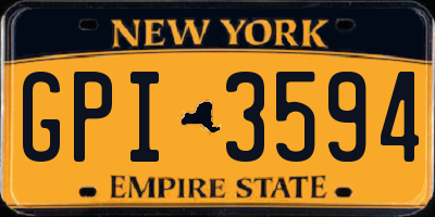 NY license plate GPI3594