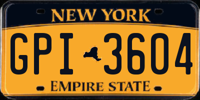 NY license plate GPI3604