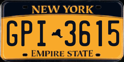 NY license plate GPI3615