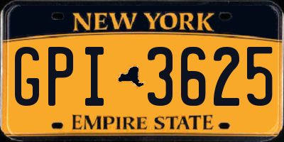 NY license plate GPI3625