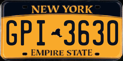 NY license plate GPI3630