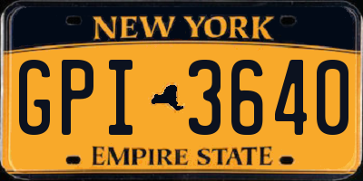 NY license plate GPI3640