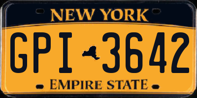 NY license plate GPI3642