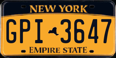 NY license plate GPI3647