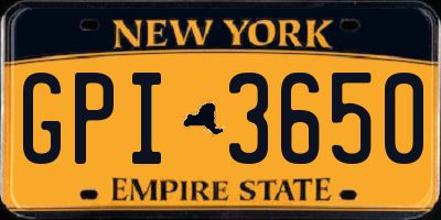 NY license plate GPI3650