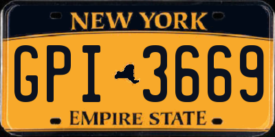 NY license plate GPI3669