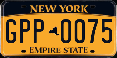 NY license plate GPP0075