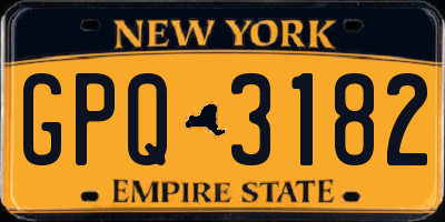 NY license plate GPQ3182