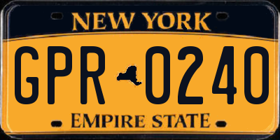 NY license plate GPR0240