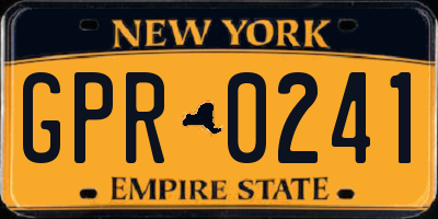 NY license plate GPR0241