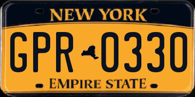 NY license plate GPR0330