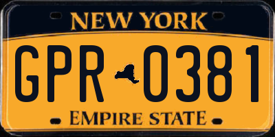 NY license plate GPR0381