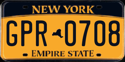 NY license plate GPR0708