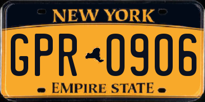 NY license plate GPR0906