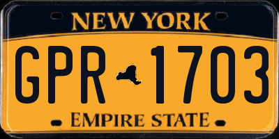 NY license plate GPR1703