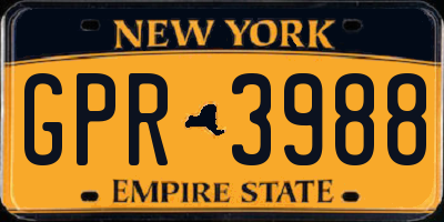 NY license plate GPR3988