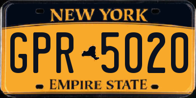 NY license plate GPR5020