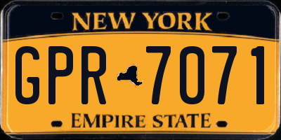 NY license plate GPR7071