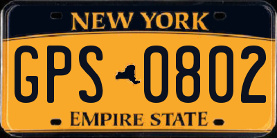 NY license plate GPS0802