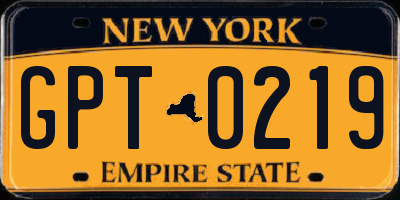NY license plate GPT0219