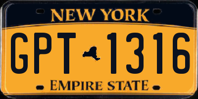 NY license plate GPT1316